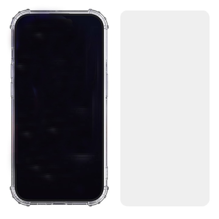 Set Husa Antisoc FONIX si Folie de Silicon compatibila cu Apple iPhone 14 Plus, Ultra Slim, Anti-ingalbenire, Silicone, Military Grade Protection, Transparenta
