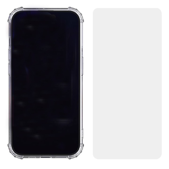 Set Husa Antisoc FONIX si Folie de Silicon compatibila cu Xiaomi 13T, 13T Pro, Ultra Slim, Anti-ingalbenire, Silicone, Military Grade Protection, Transparenta