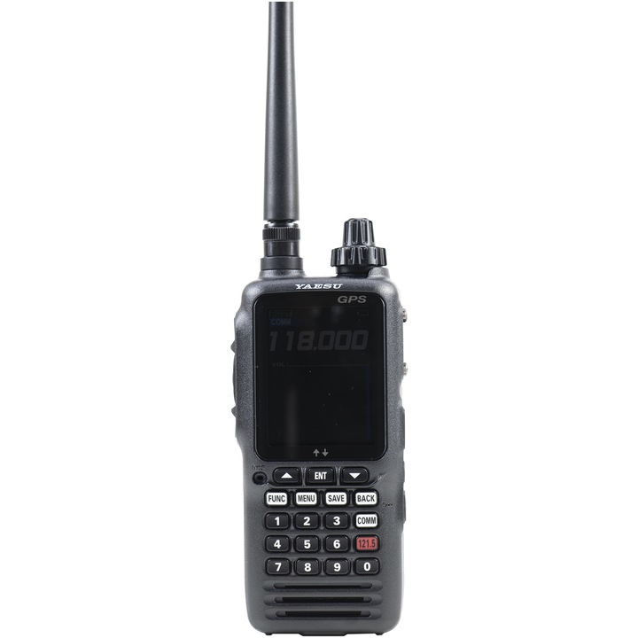 Преносима радиостанция VHF Yaesu FTA850L, За авиация, 118 000–136 992 MHz, 66 канала, 2200 mAh, IPX5