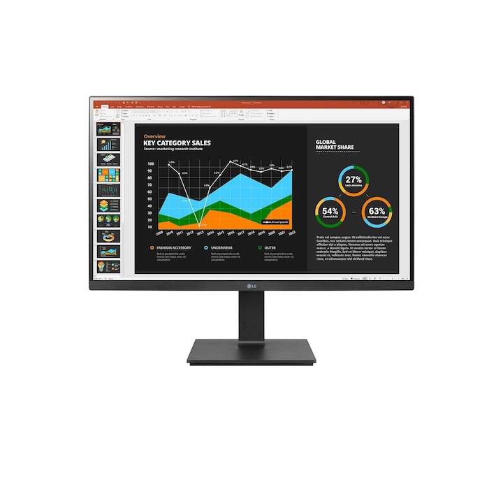 Monitor, LG 27BQ65UB-B, 27", IPS LED, QHD, USB-C/DP/HDMI, Fekete