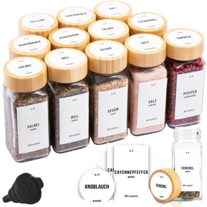 Set borcane pentru condimente, DecoHaus, 12 piese, Transparent