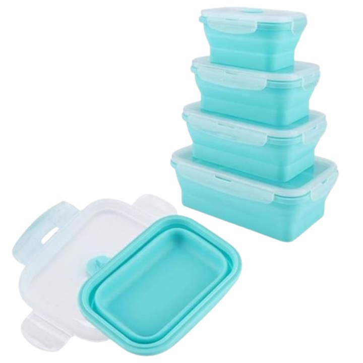 Силиконови сгъваеми контейнери (4 бр), Poplate - Blue