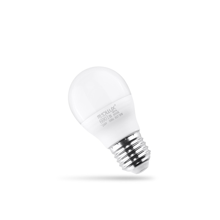 Bec LED, Sollux Lighting, 4000K, 7.5W, 690lm, alb rece