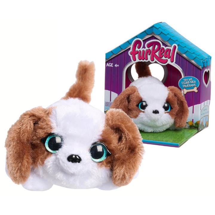 Jucarie interactiva FurReal My Minis, Catel, 12.5x8x8cm, maro/alb, plastic/textil