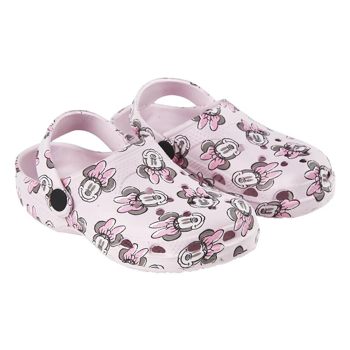 Papuci clogs plaja cu print Minnie Mouse 22007, Roz