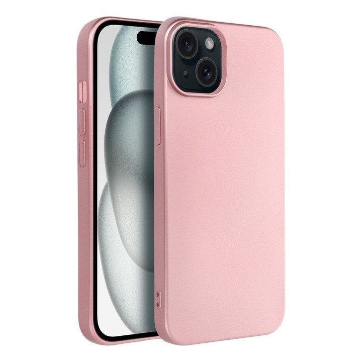 Силиконов кейс Omni Futeral Metallic за iPhone 15 Plus, розово злато