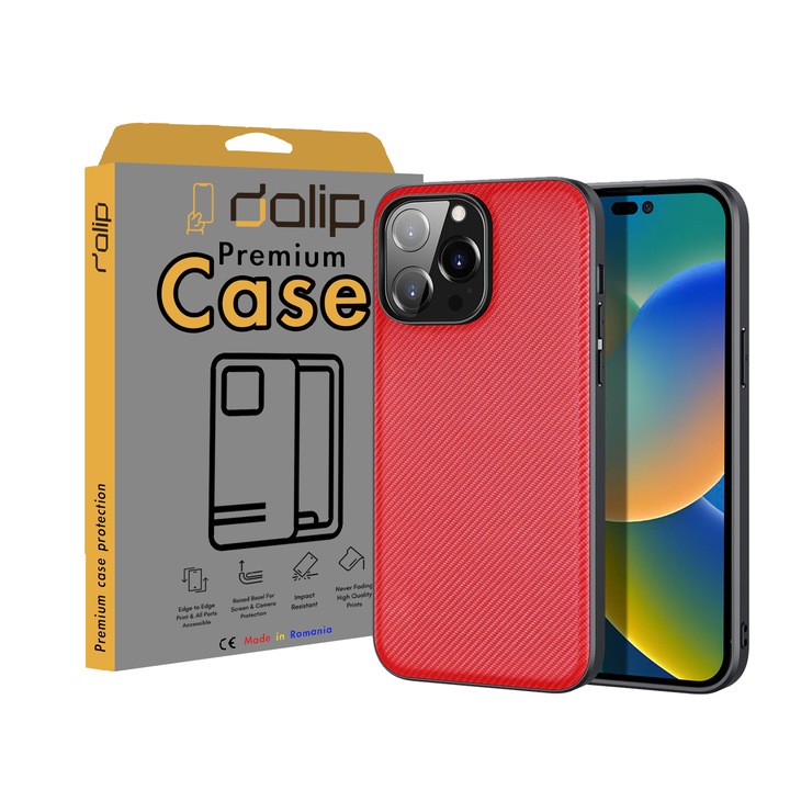 Кейс за iPhone 14 Pro Max, Dalip Coal Impact Plus, термопластичен, червен