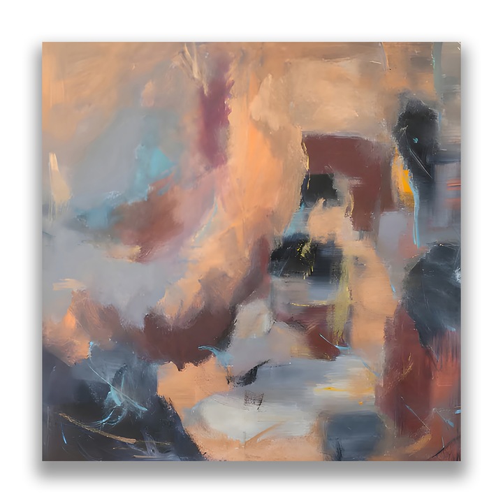 Първокласна картина на платно, LuxCanva® A1577, MultiBrown, 90 X 90 CM, 100% памучно платно 400g/m2, дървена рамка, всекидневна, абстрактна, декоративна, кафява, стая, живи цветове