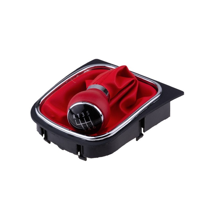 Nuca schimbator de viteze cu manson VW Golf 5 (2003-2008), 6 trepte, Rosu