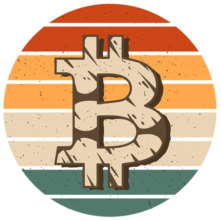Sticker Bitcoin Sunset Business, cu Margini Albe, PVC Vinyl 90 cm