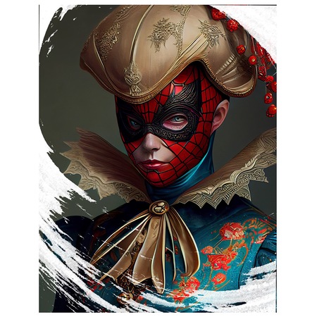 Sticker Cu Portret Copil Masca Spiderman, Palarie Tinuta Interbelica ...