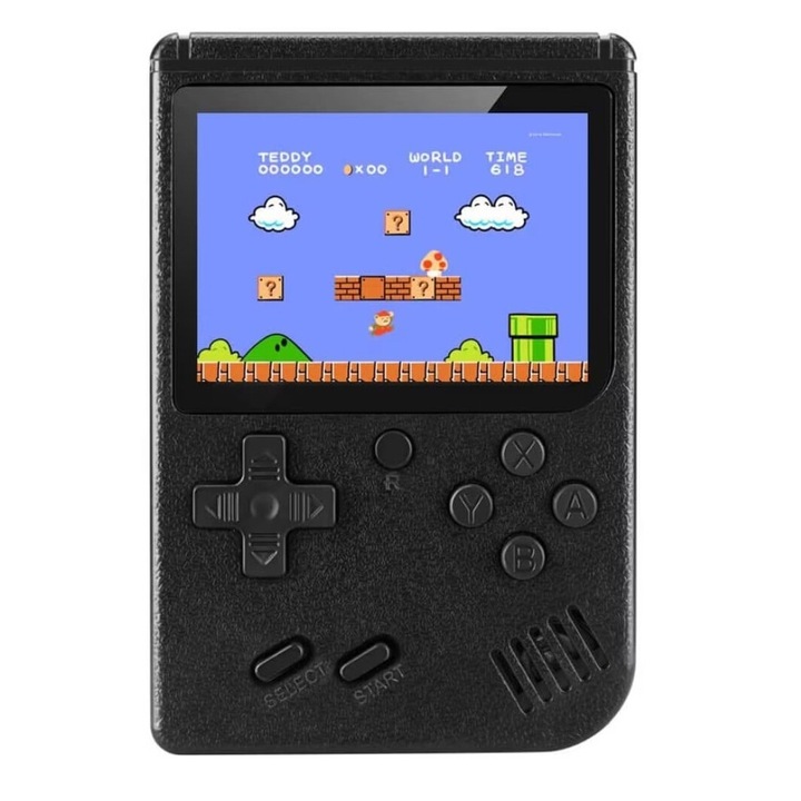 Consola jocuri Planet Tech, Retro, 400 jocuri Super Mario, Negru