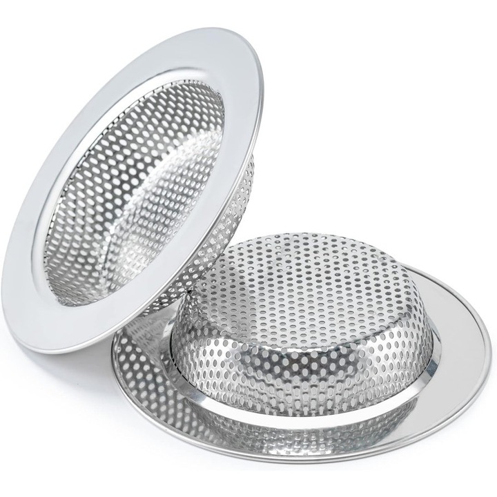 Set 2 bucati sita chiuveta, Inox, Design dublu strat, 114.3mm, Argintiu