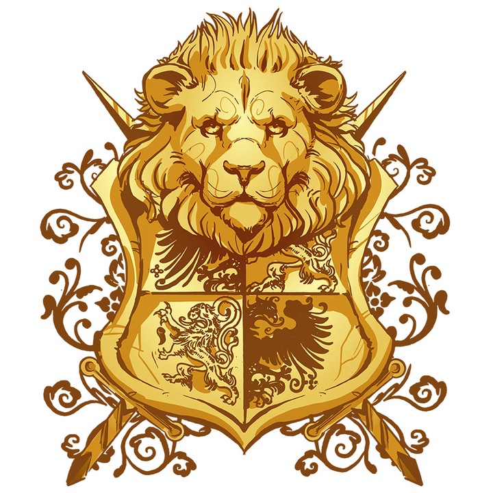 Sticker Personalizata Leu, Insigna, cu Margini Albe, PVC Vinyl 40 cm