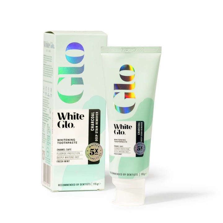 Избелваща паста за зъби, White Glo, Charcoal, Deep Stain Remover