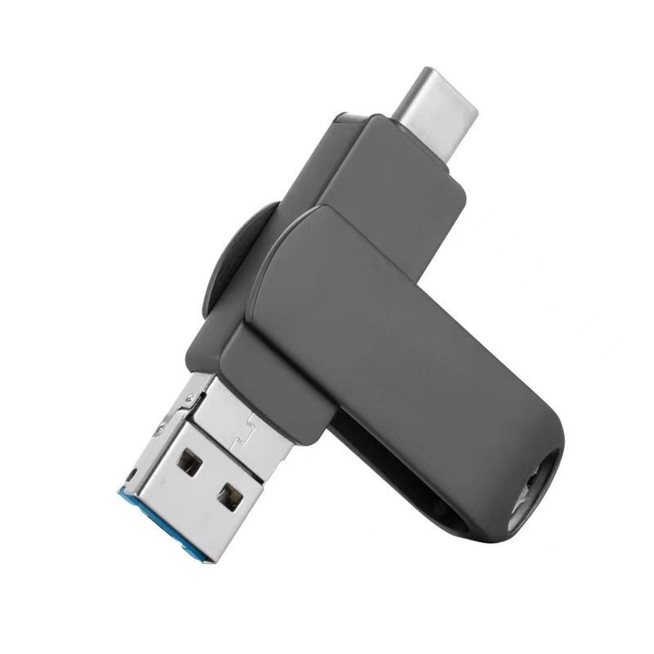 Unitate USB C, 64 GB, Pentru telefon, Pentru Mac pro, Samsung Galaxy, iPad Pro, Negru