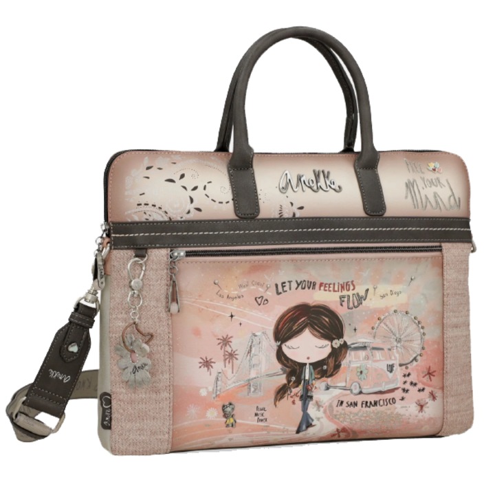 Розова чанта за документи Peace & Love, 40х30х5см