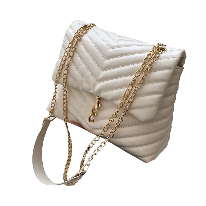 QttvbTna láncos válltáska, nagy kapacitású, vízálló, fehér, univerzális