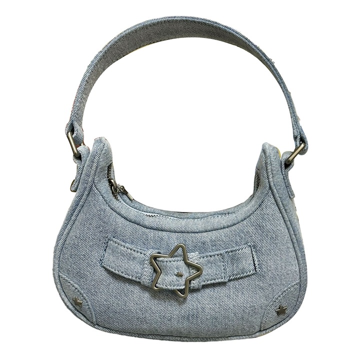 QttvbTna válltáska, csillag díszítéssel, kék, univerzális, vászon