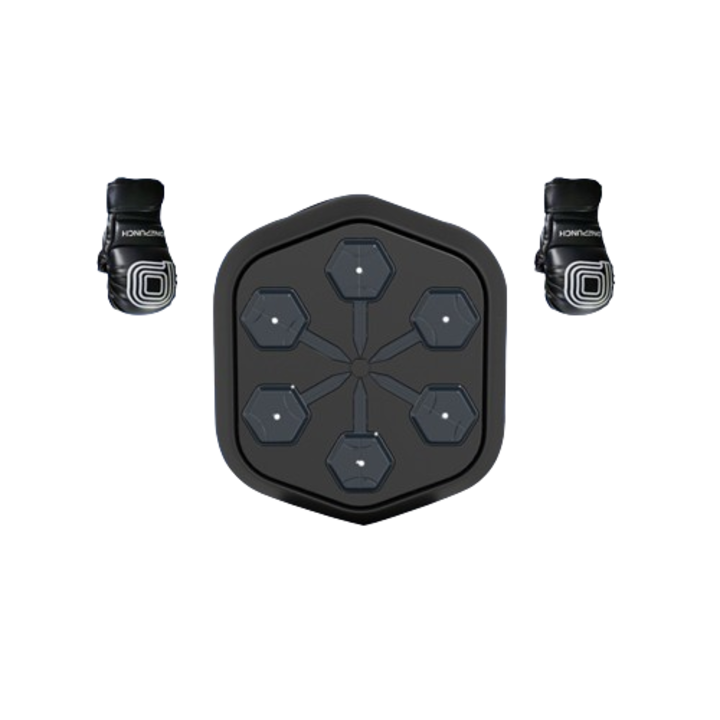 Tinta lovituri premium pentru Box si Fitness OnePunch® 2024, manusi incluse, conexiune Bluetooth, Iluminare LED pentru zona de lovire, aplicatie dedicata Android si iOS cu actualizare, suport telefon montare pe perete, Pentru Copii si Adulti, Negru