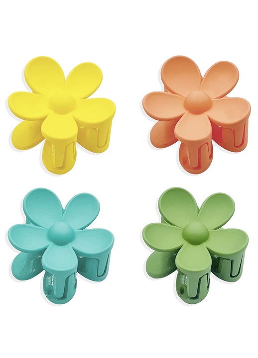4 db virágos hajcsat készlet, tarka, 3,4x3,4x2cm