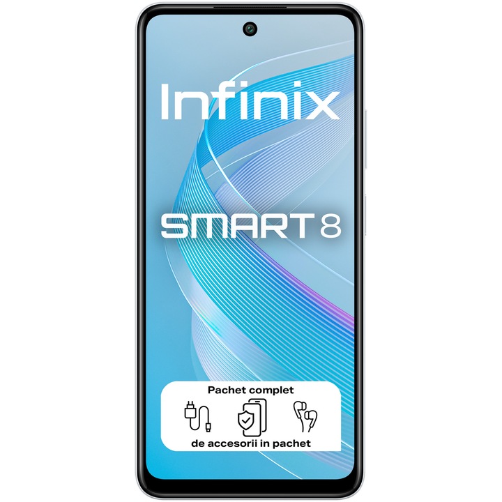 Смартфон Infinix SMART 8, 3GB RAM, 64GB, 4G, Galaxy White