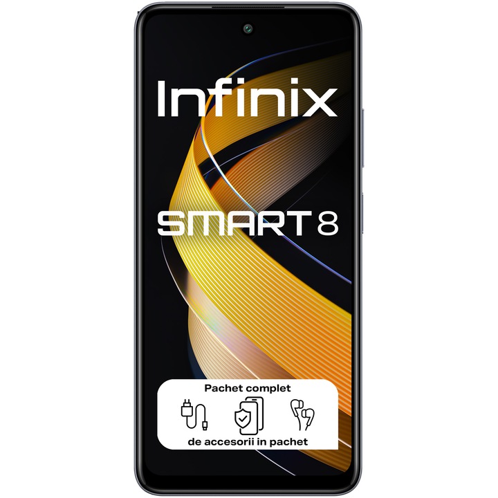 Telefon mobil Infinix SMART 8, 3GB RAM, 64GB, 4G, Timber Black