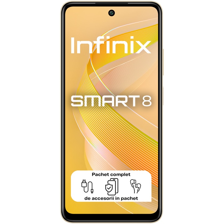 Смартфон Infinix SMART 8, 3GB RAM, 64GB, 4G, Shiny Gold