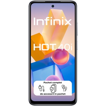 Telefon mobil Infinix HOT 40i, 8GB RAM, 256GB, 4G, Starlit Black Telefon mobil Infinix HOT 40i, 8GB RAM, 256GB, 4G, Starlit Black