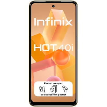 Telefon mobil Infinix HOT 40i, 8GB RAM, 256GB, 4G, Horizon Gold Telefon mobil Infinix HOT 40i, 8GB RAM, 256GB, 4G, Horizon Gold