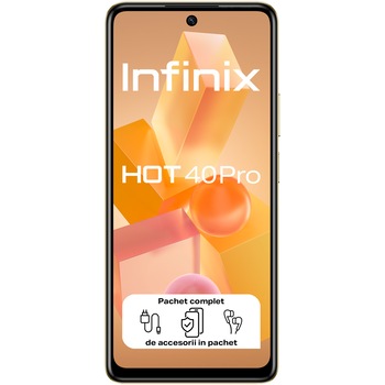 Telefon mobil Infinix HOT 40 Pro, 8GB RAM, 256GB, 4G, Horizon Gold Telefon mobil Infinix HOT 40 Pro, 8GB RAM, 256GB, 4G, Horizon Gold