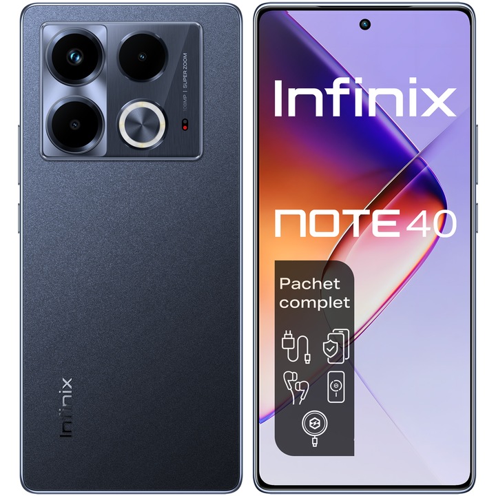 Смартфон Infinix NOTE 40, 8GB RAM, 256GB, 4G, Obsidian Black