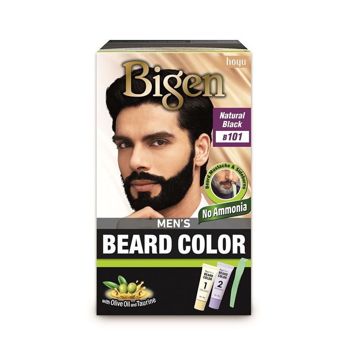 Професионална боя за брада, Bigen, Beard Color 101, естествено черно