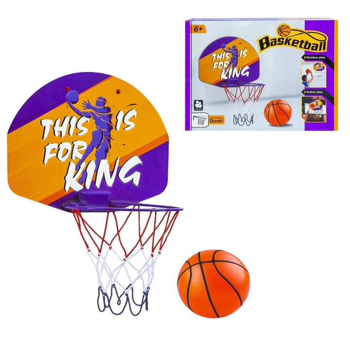 Детски баскетболен кош, сгъваем, с гумена топка и помпа, 28х31,5х19,5 см, Сбк, +6 години