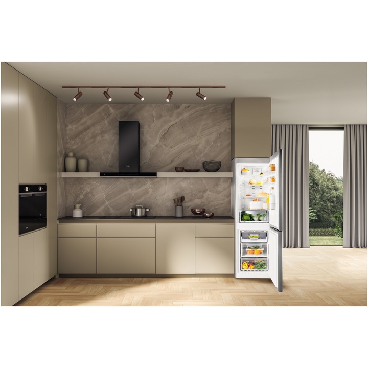Combina frigorifica Whirlpool WFNF 82E OX, 320 l, No Frost, Tehnologie al 6 lea simt,Fresh Box, Clasa E, H 188.9 cm, Inox