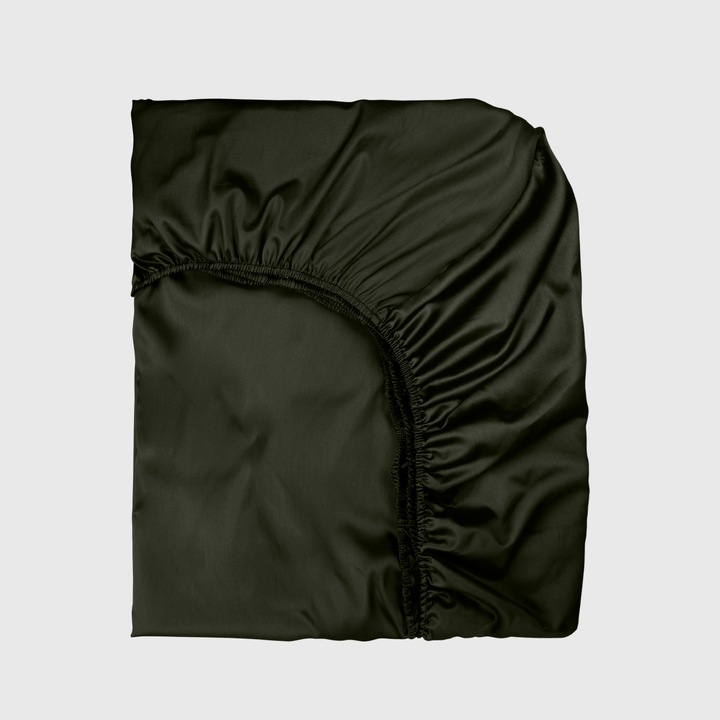 Чаршаф с ластик Dilios, Хънтър, 100% Памучен сатен, 160/200/25 см