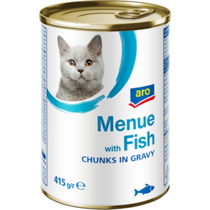 Hrana Umeda pentru Pisici cu Peste, 12 x 415 g, Aro