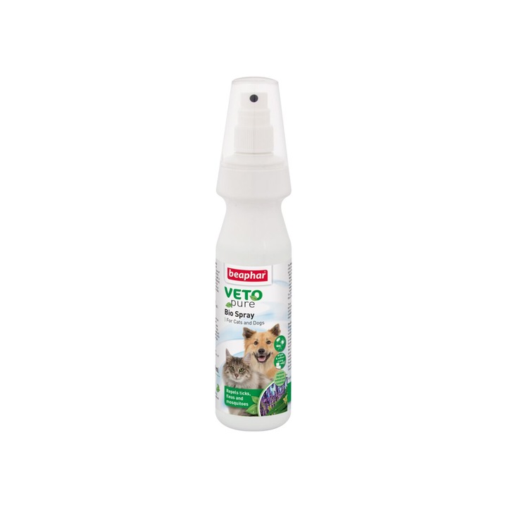 Spray deparazitare externa pentru caini si pisici, Vetopure BEAPHAR, impotriva capuselor, puricilor si tantarilor, 150 ml