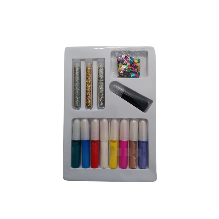 Gyermek akvarell készlet, 9 szín, 3 csillogó tartály és 1 flitter