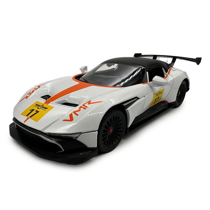 Játékmodell Aston Martin GT White, 1:22, Visszahúzás, Fények, Hangok, ajtók nyitva, VisionXXI