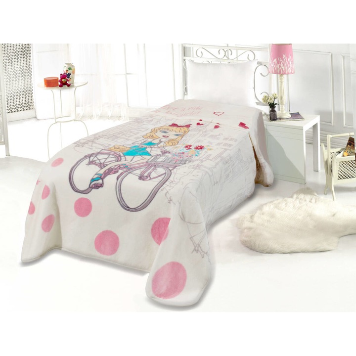 Cuvertura Lacassa - Bicycle, Kotonia Home, pentru pat de o persoana, dimensiunea 160x220 cm