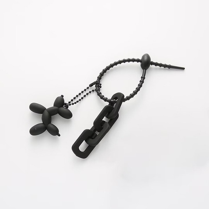 Kulcstartó lufi kutya alakú, szilikon, fekete