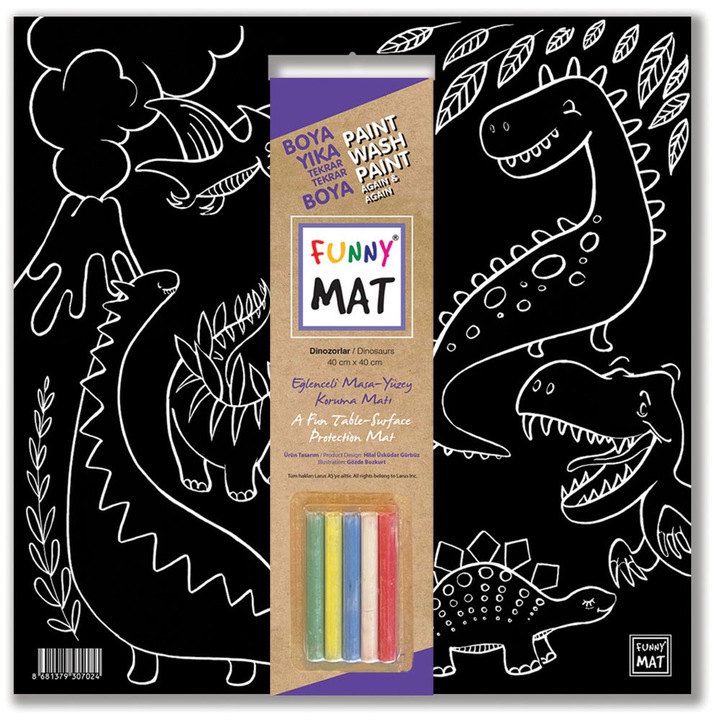 Plansa Funny Mat BLACK -DINOSAURS, 40x40cm