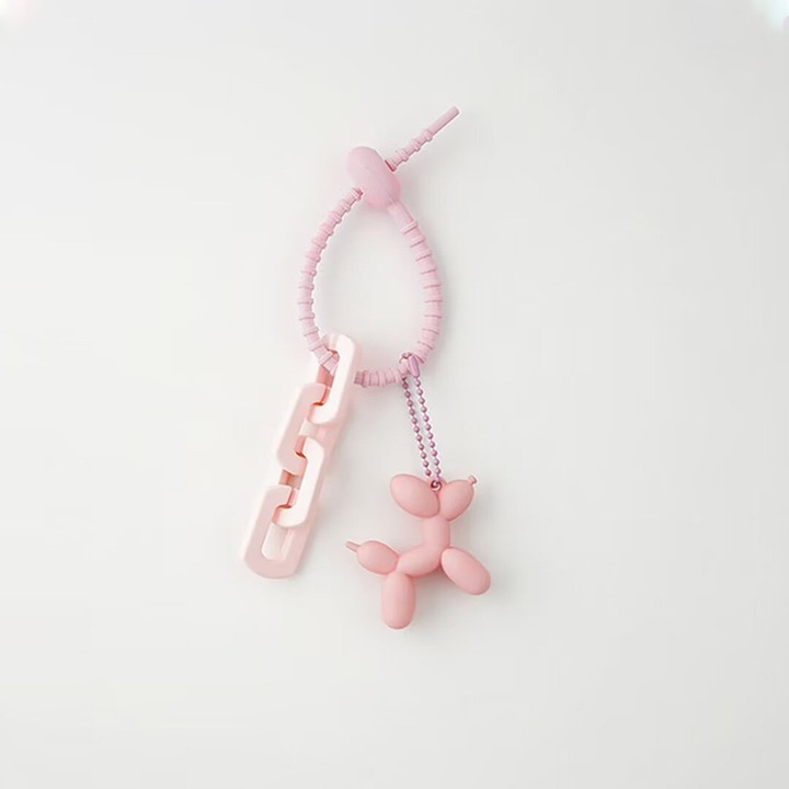 Dekoratív kulcstartó lufi kutya alakú, szilikon, tarka