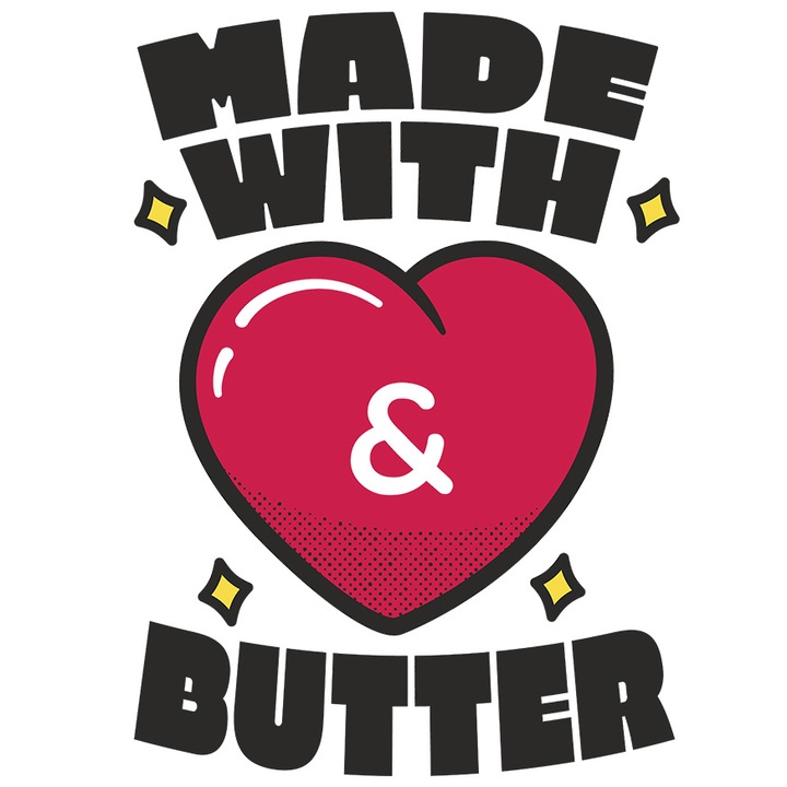 Sticker Cu Inima Rosie, Mesaj In engleza Made With Butter, Meme ...