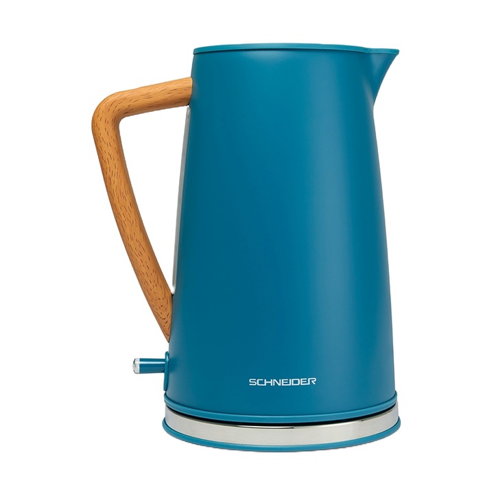 Schneider elektromos vízforraló, FJORD Collection, 1,7 liter, 2200 W, matt felület, automatikus kikapcsolás, vízszintjelző, skandináv kivitel, rozsdamentes acél és ABS, praktikus fogantyú, könnyű önthetőség, forgó talp, rejtett fűtőelem, benzinkék
