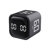 Temporizator Pomodoro, Timer Pomodoro pentru Birou, Biblioteca si Bucatarie, Timer Cub pentru ADHD, Ajustabil cu Vibratii si Sunet, negru, 4.4x4.4x4.6 cm