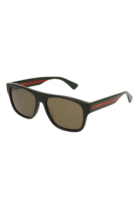 Gucci, Ochelari de soare cu lentile polarizate si dungi contrastante, Negru, Rosu inchis, 56-17-150