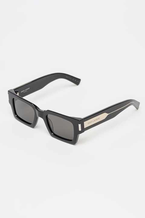 Saint Laurent, Vastag keretes uniszex szögletes napszemüveg, Fekete, Szürke, 50-22-145