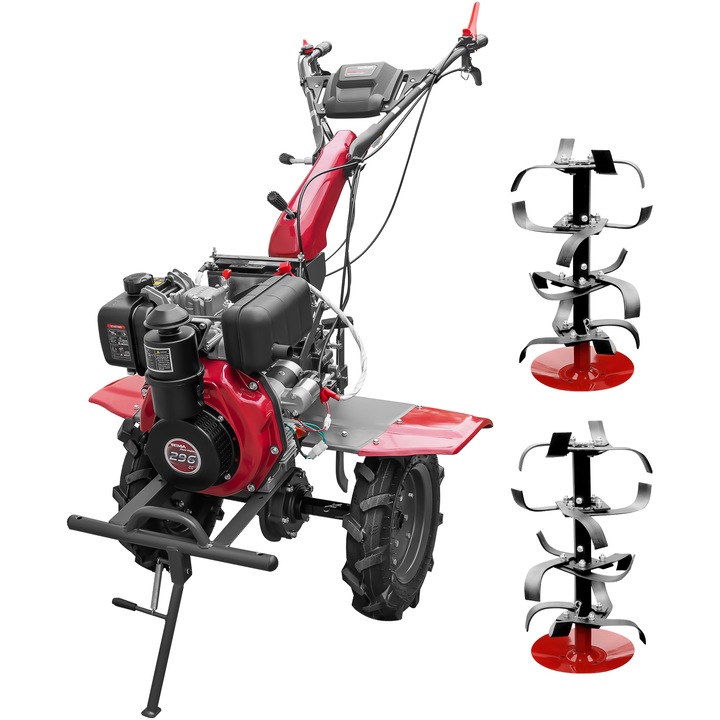 Motocultor Weima WM1100AE-6, pornire electrica, motor 7 CP, diesel, 6 viteze, latime lucru 110 cm, freze, roti cauciuc 4.00-10, reductor usor/greu